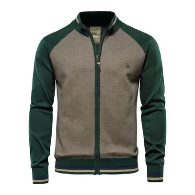 (green, 55-65 kg) Aiopeson Cotton Zipper Cardigan Men Casual High Quality Sweater Men Winter Fas