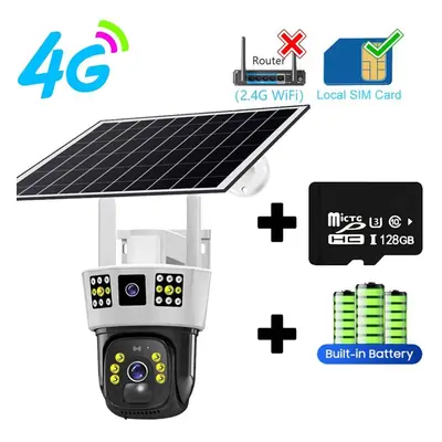 (4G Cam Add 128G) 6k 12mp Hd Solar Camera 4g Sim Card Wifi Outdoor Ip Wireless Security Cctv Sur