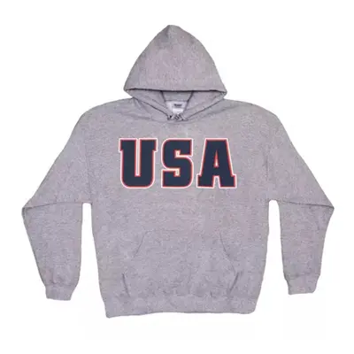 USA Flag Pullover/Hood Sweatshirt Grey - Large