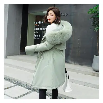 (green, XXXXXXL) Shinedress Winter Women&apos;s Cotton-padded Jacket Mid-length Large Fur Collar