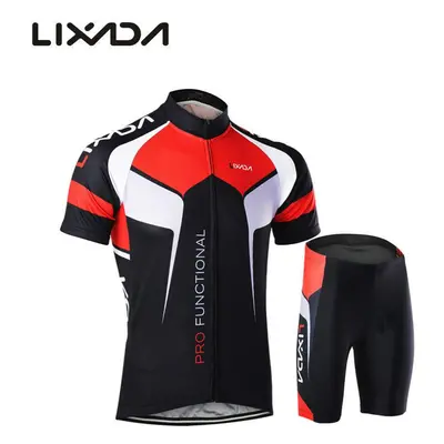 (black, M) Men Breathable Quick Dry Comfortable Clothing Set With Short Sleeve Jersey Padded Sho