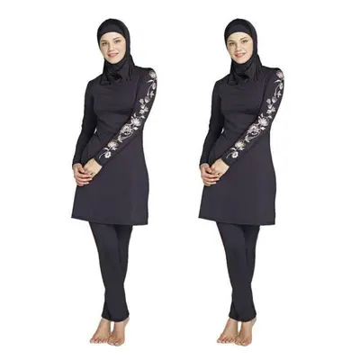 (black, 4XL) Muslim Lady Modesty Swimwear Swimsuit Full Cover Islamic Beachwear Arab Burkini