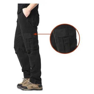 (black, S) Large Pocket Loose Overalls Men&apos;s Outdoor Sports Jogging Military Tactical Pants