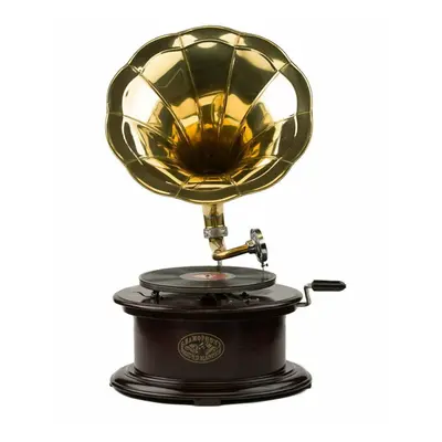 (Round) Gramophone Phonograph Record Player Music Box Base Brass Horn rpm - Retro Decoration