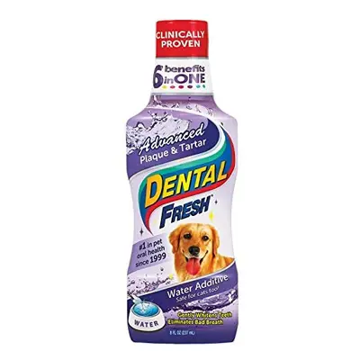 Dental Fresh Advanced Plaque and Tartar Water Additive for Dogs, oz Ã¢ Dog Teeth Cleaning Formul