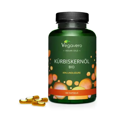 Organic Pumpkin Seed Oil Capsules 1000mg | Vegan | Cold-Pressed with 45% Omega Fatty Acids | NO 