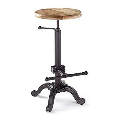 Solid Hard Wood Black Cast Iron Metal Adjustable Pub Kitchen Cafe Bar Stool 65-76cm