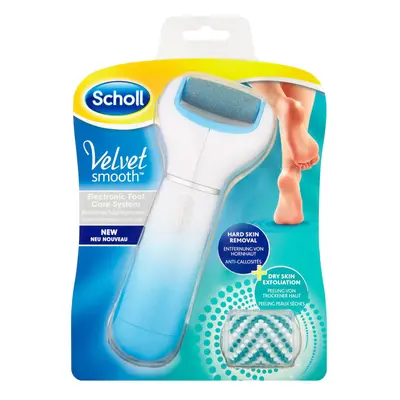 Scholl Velvet Smooth Electric Foot File with Exfoliating Refill, Blue