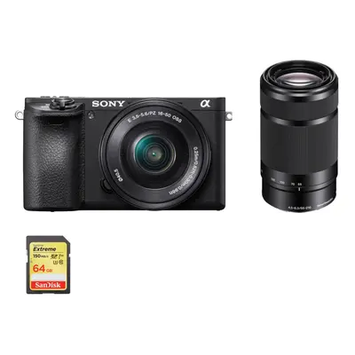 SONY A6500 Black + SEL 16-50MM + SEL 55-210MM + 64GB SD card