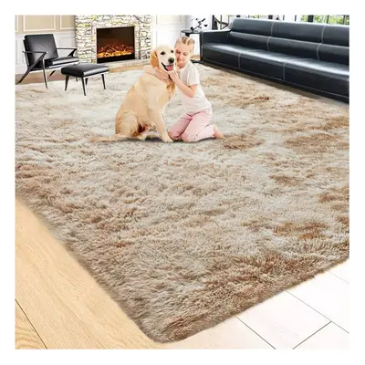 (BEIGE- TYE DYE, 160X230 CM) Extra Large Rugs Fluffy Shaggy Living Room Rug