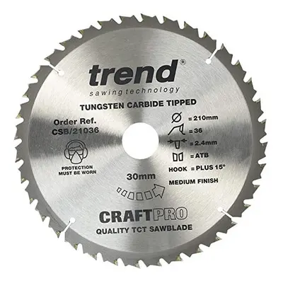 CraftPro General Purpose TCT Circular Saw Blade, 210mm x Teeth x 30mm Bore, Tungsten Carbide Tip