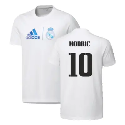 (XL) Real Madrid Graphic Tee (White) (MODRIC 10)