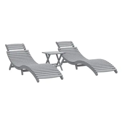 vidaXL Sun Loungers pcs with Table Sun Bed Day Bed Grey Solid Wood Acacia