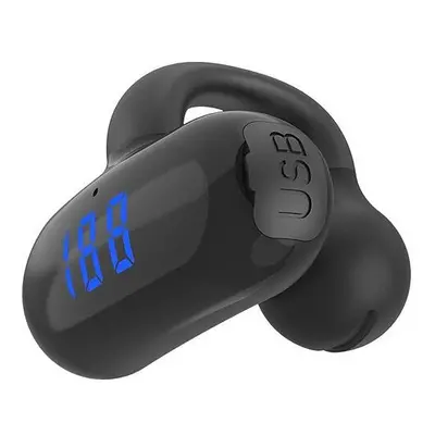 (Black) Ear-Clip Bluetooth Single Ear Headphones Bone Conduction Earphone Wireless Earbuds HiFi 