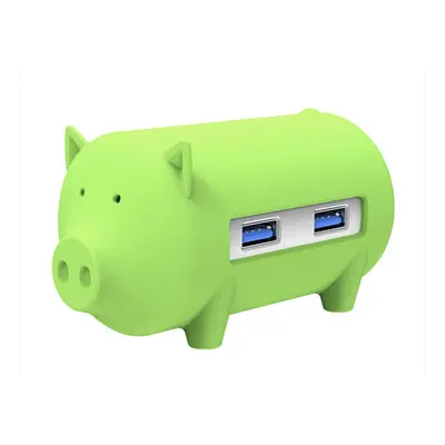 (Green) Little Pig High Speed USB 3.0 OTG HUB Adapter SD TF Card Reader for Macbook Laptop