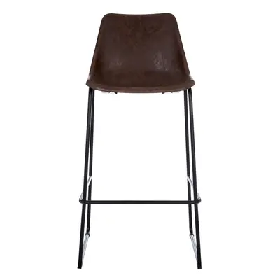 Elevated And Comfortable Mocha Bar Stool With Black Legs, Sleek Design Kitchen Stool, Contempora