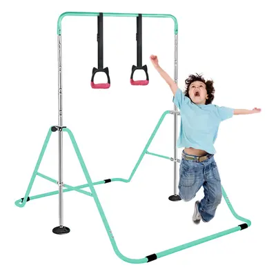 (Green ) Gymnastics Bar, Folding Horizontal Bar With Rings