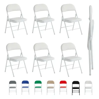 (PACK OF 6, WHITE) 1/2/4/6 Faux Leather padded Foldable Chairs