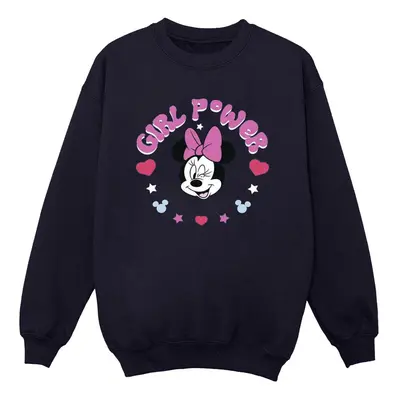 (S, Navy Blue) Disney Womens/Ladies Minnie Mouse Girl Power Sweatshirt