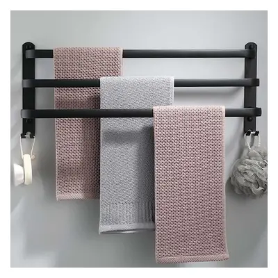 (80CM, Black) 80CM Towel Rail Self Adhesive, Towel Rack Towel Rail Wall Mounted