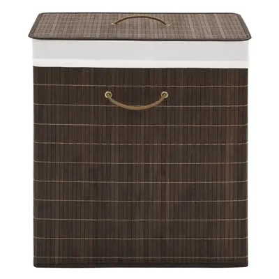 vidaXL Bamboo Laundry Bin Rectangular Dark Brown Clothes Storage Cabinet Unit