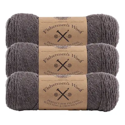 3 Pack Lion Brand Yarn Fishermens Wool Yarn Brown Heather