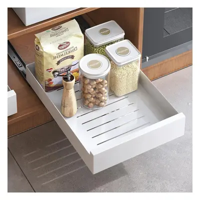 (30cm Wide 43cm Depth, White) Pull Out Cabinet Organizer, Pull Out Shelves Slide Out Drawer Stor