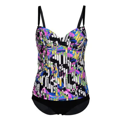 ARENA Women's Standard BODYLIFT Tummy Control Tankini Two-Piece Shaping Swimsuit Black Multi/Bla