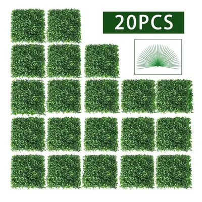 (20pcs-25x25cm) 6/10/20pcs Artificial Plants Grass Wall Backdrop Flowers Wedding Boxwood Hedge P