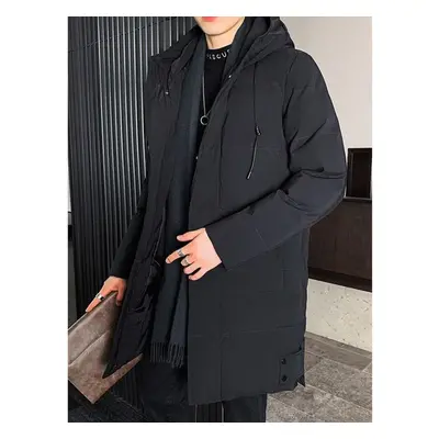 (black, XXXL) Winter Men&apos;s Long Parka Warm Jacket Lined Hooded Windbreaker Coat Thick Cotto