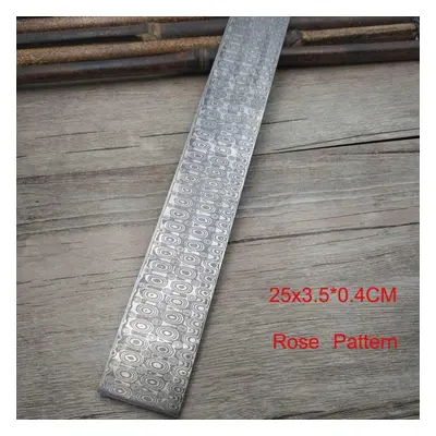 (Rose(25x3.5x0.4CM)) / Cm Vg10 High Hardness Rose Sandwich Pattern Damascus Steel Raw Material D