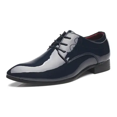 (blue, 47) Men&apos;s Casual Leather Shoes Fashion Men Party Dress Shoes Breathable Fashion Wedd