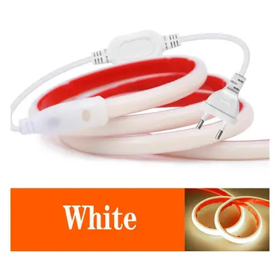 (white, 27m) Ip68 Waterproof Cob Led Strip Lights 220v Adhesive Tape With Eu Plug Flex Silicone 