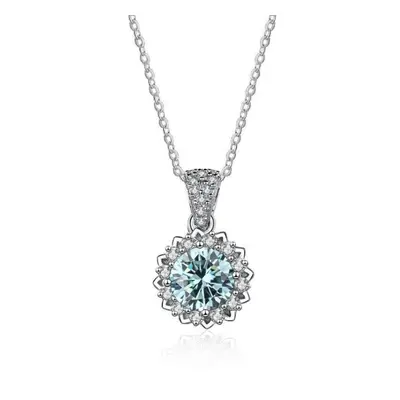 (blue, 45cm) Bague Ringen Carat Round Vvs D Color Moissanite Necklace Lab Created Diamond Pendan