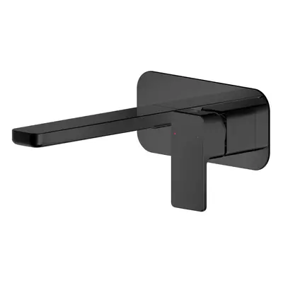 Square Wall Mount Tap Hole Basin Mixer Tap & Back Plate - Matt Black