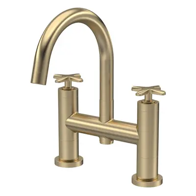 Connect Bath Filler Tap with Crosshead Handles - Brushed Brass - Balterley