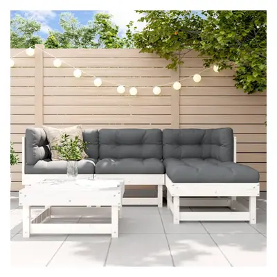 vidaXL Piece Garden Lounge Set White Solid Wood Pine