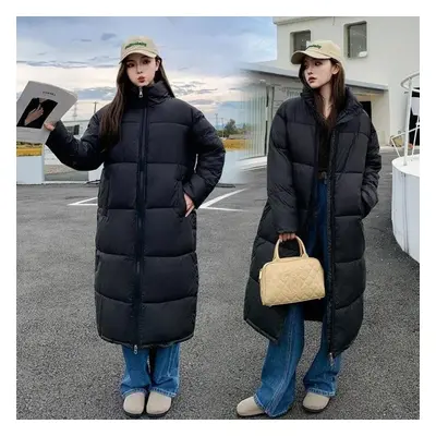 (black, XL) Winter Long Parkas Jacket Women Casual Thick Down Cotton Puffer Coat Windproof Warm 