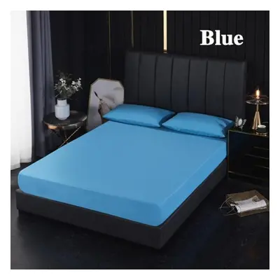 (blue, Sheet Queen(60X80x18inch)) Multi Size Waterproof Mattress Cover Solid Color Bed Fitted Sh