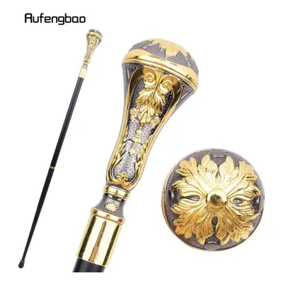 (as the picture) Golden Black Luxury Round Leaf Handle Fashion Walking Stick For Party Decorativ