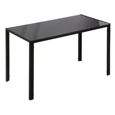 HOMCOM Modern Rectangular Seater Dining Table w/ Tempered Glass Top