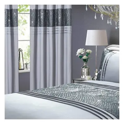 Rapport Fully Lined Sequin Eyelet Ring Top Curtains, Grey, x