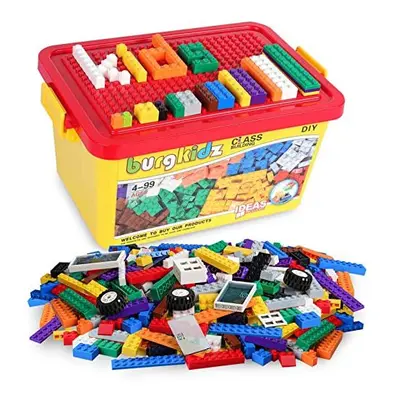 Building Bricks Pieces Set, Basic Building Blocks in Shapes Includes Wheels, Door, Window, Bulk 