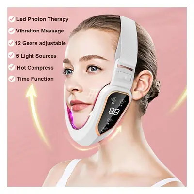 (white) Electric V Face Beauty Meter, V-Face Shaping Massager, Double Chin Reducer Face Lifting 