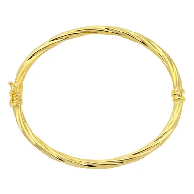 Jewelco London 9ct Yellow Gold Round Tube Candy Twist Bangle Bracelet 3mm - BNGAXL1502Y