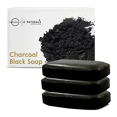 O Naturals Pack Activated Charcoal Black Bar Soap Peppermint Oil Detoxifying Face Body Hand Soap