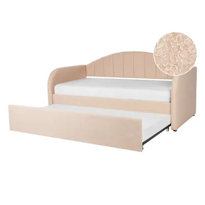 Trundle Bed Boucle EYBURIE x cm (EU Single) Peach Pink