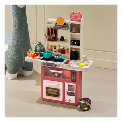 (Red) Play Kitchen Set With 63PCS Kitchen Accessories