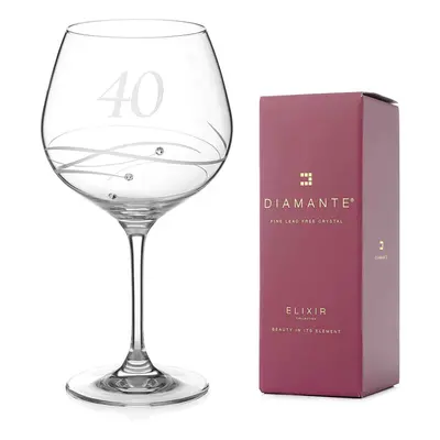 DIAMANTE Swarovski 40th Birthday or Anniversary Gin Copa Ã¢ Single Crystal Gin Glass with a Hand