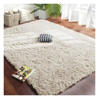 (Cream, x cm (5ft 4" x 7ft 8")) Shaggy Thick Large Rugs Living Room Area Outdoor Indoor Non Slip